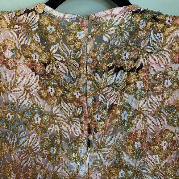 Rina Di Montella Floral Spring Shimmer Beaded Shift Dress Size 16 - Picture 7 of 14